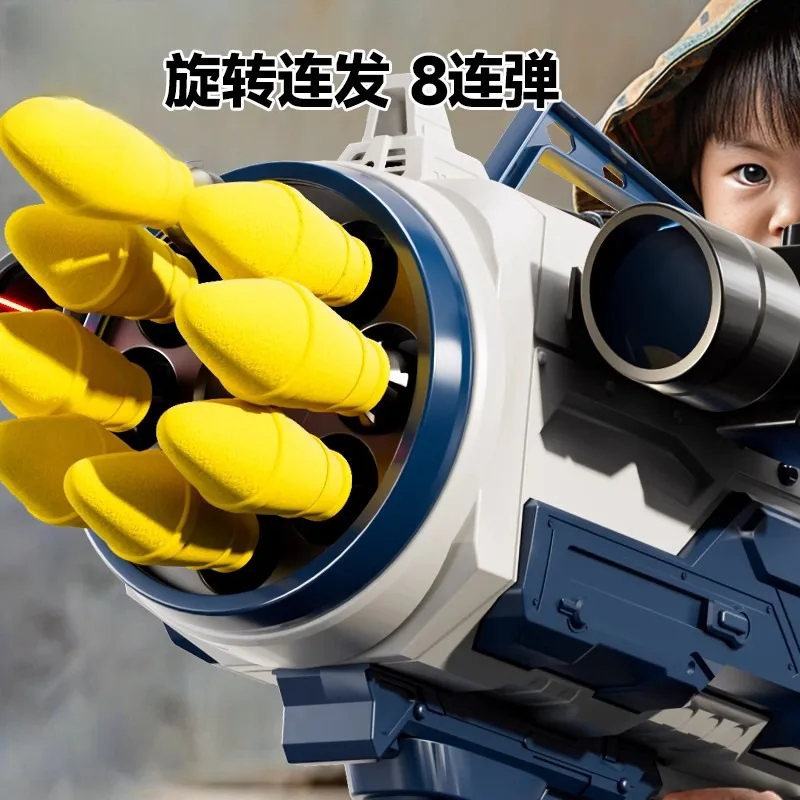 Duży elektryczny pociskarz ośmiobaryłkowy, miękki pistolet na pociski z efektami świetlnymi i dźwiękowymi, zabawka dla chłopca.