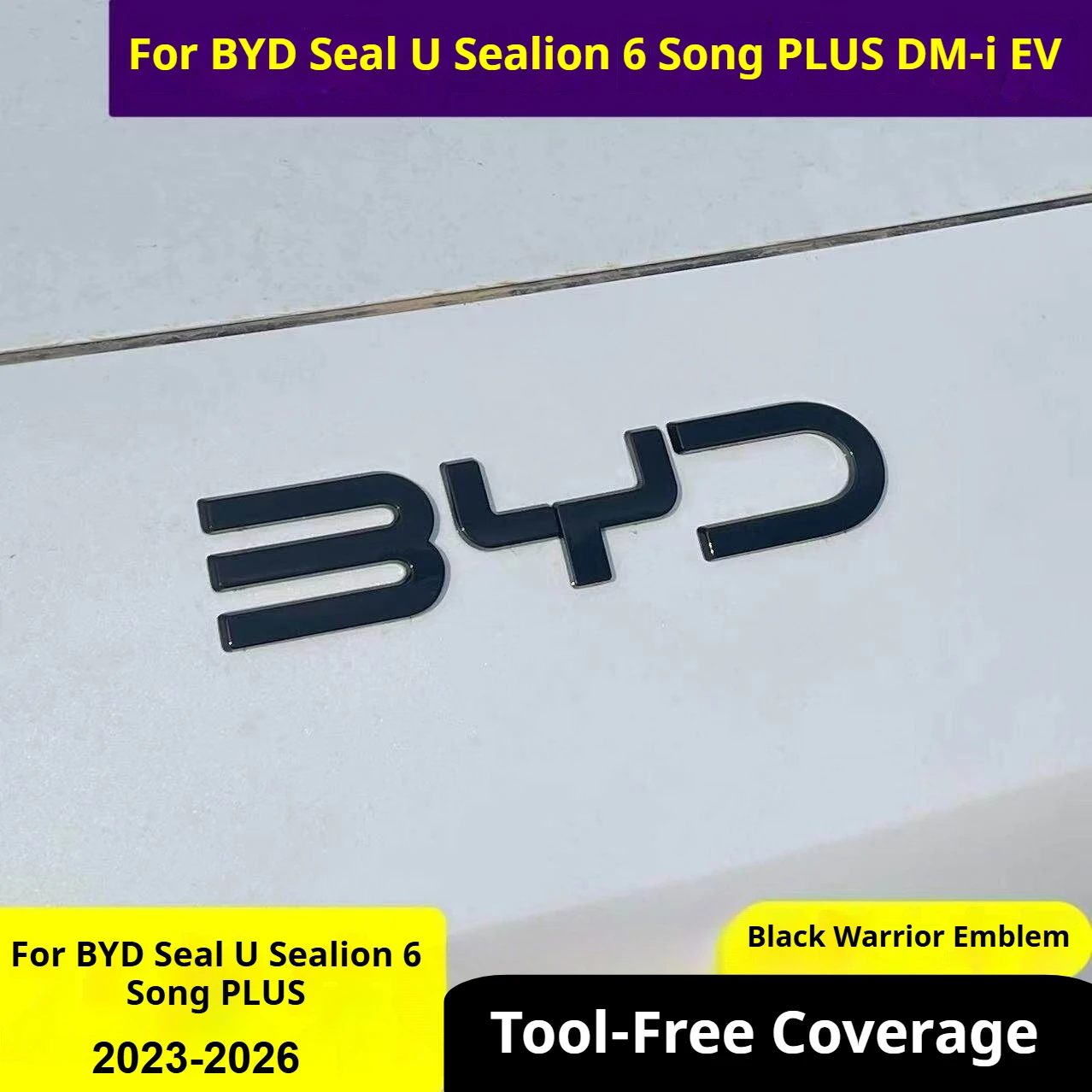 For BYD Seal U Sealion 6 Song PLUS DM-i EV Car Front Rear Black Badge Black Warrior Car Modification Decoration Accessories