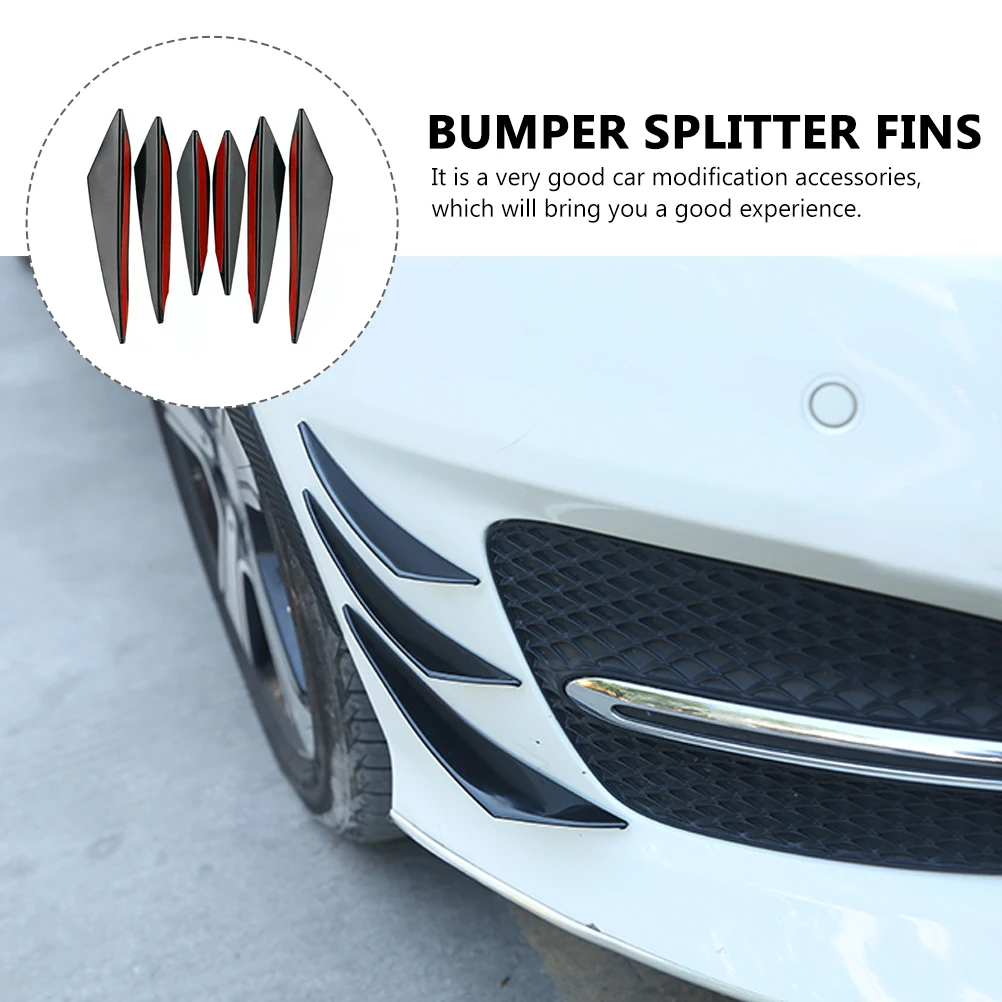 6Pcs Bumper Lip Splitter Fins Spoiler for Car Front Bumper Cover Protection Stylish Design Easy Installation Smooth Finish