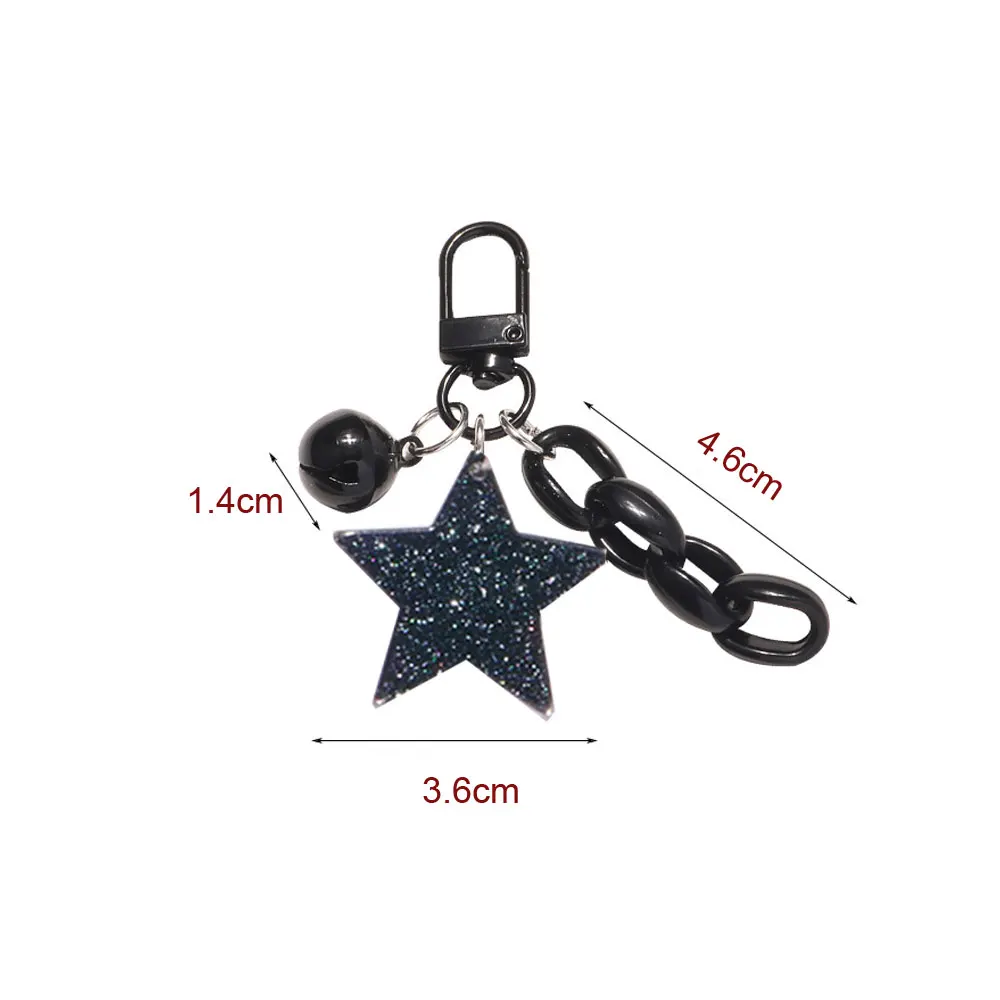 1Pc Glitter Stars Acrylic Keychain Bell Pendant Keyring for Girls Backpack Charm Headphone Case Accessories Creative Gifts