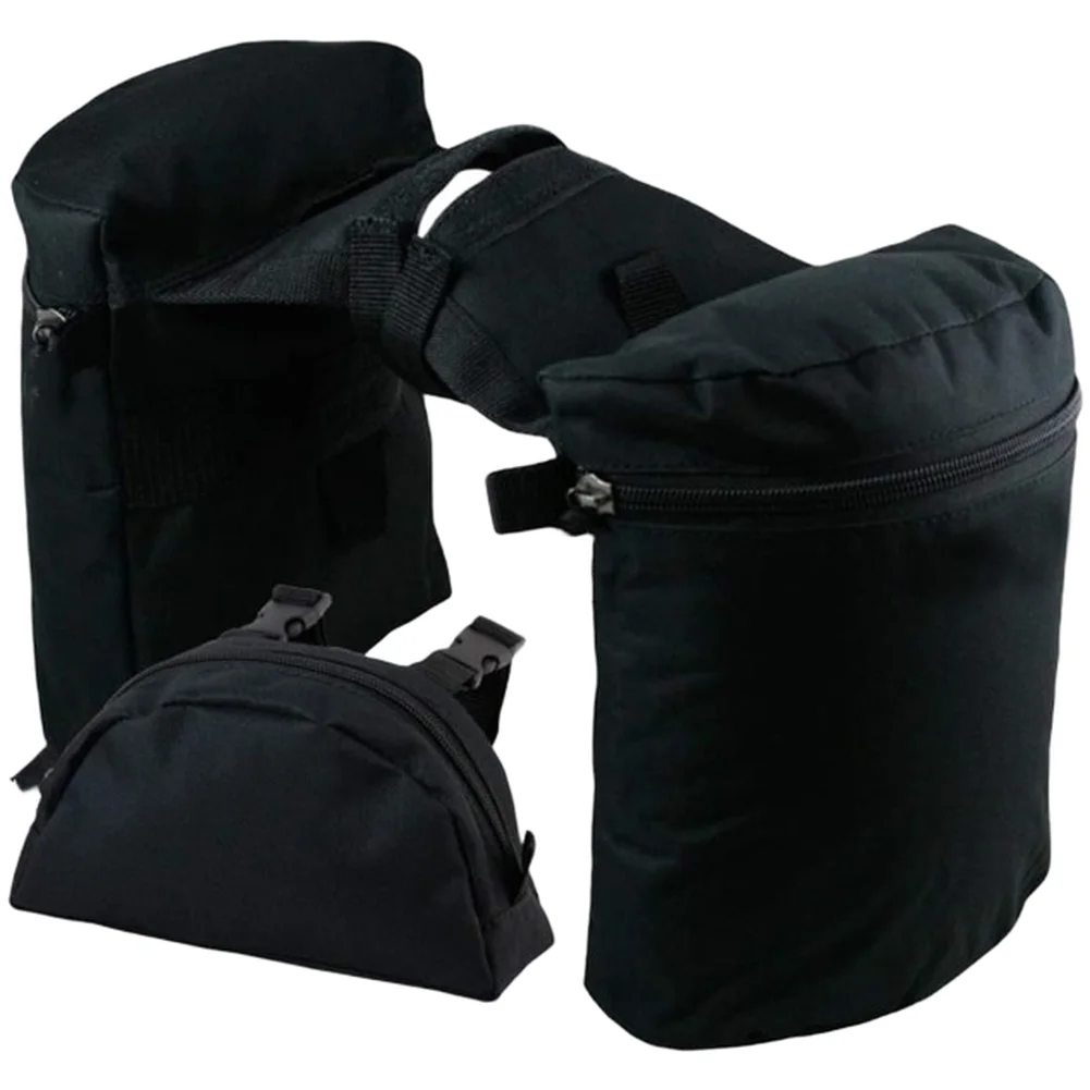 2pcs Black Oxford Cloth Saddle Bag Set With Pouch For Horse Riding Storage Gear Equestrian Accessories