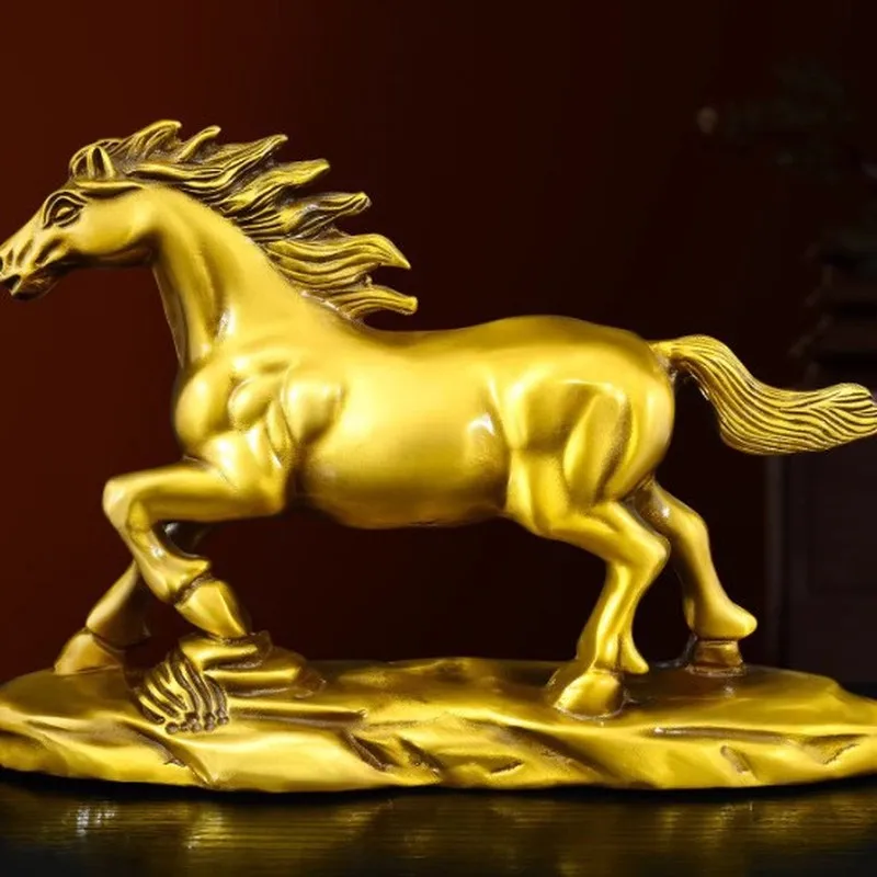 Brass Figurine - A Leading Ornament Desktop, a Gift for Store Opening, Mascot Decoration, Zodiac Horse