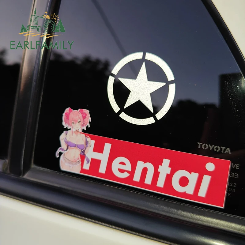 EARLFAMILY 13cm for Hentai Sexy Anime Car Stickers Camper Vinyl Car Accessoires Decal Windshield Car Wrap Graffiti Laptop Decor