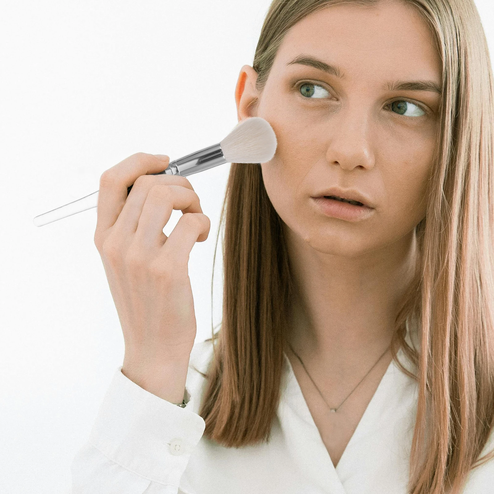 أحمر خدود صغير للمكياج من الصوف للخدود، فرشاة بودرة هايلايتر، فرشاة مكياج للوجه للنساء، فرشاة صغيرة لبودرة مضغوطة فضفاضة #6