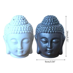 Ceramic Buddha Head Aromatic Oil Burner Aromatherapy Lamp Candle Aroma Furnace Oil Lamp, Incense Burner, Yoga or Meditation Room