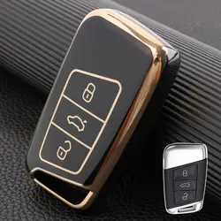 For VW Passat B8 Jetta Skoda Superb Kodiaq 2019 2020 2021 2022 TPU Remote Car Key Fob Ring Chain Ring Shell Case Cover Holder