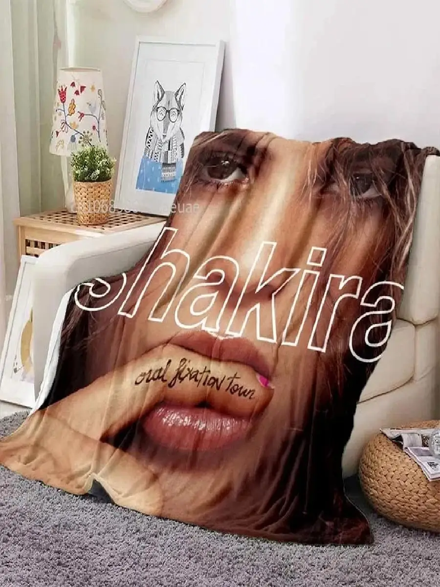 Shakira Mebarak Flannel Throw Blanket Colombian Singer Album Cover Printed Bedspread Fleece Blanket Gift for Home