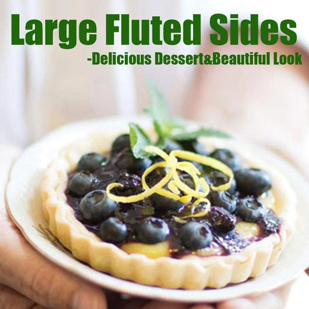 6 упаковок 5-дюймовых мини-формы для пирогов со съемным дном, круглым антипригарным покрытием, сверхпрочные формы для пирогов с рифлеными боковыми сторонами