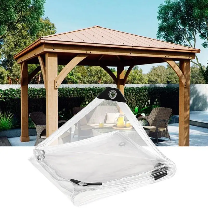 

Thick Transparent Tarpaulin Mesh Reinforce Rainproof Cloth Balcony Plants Shed Rain Cover Clear Tarp