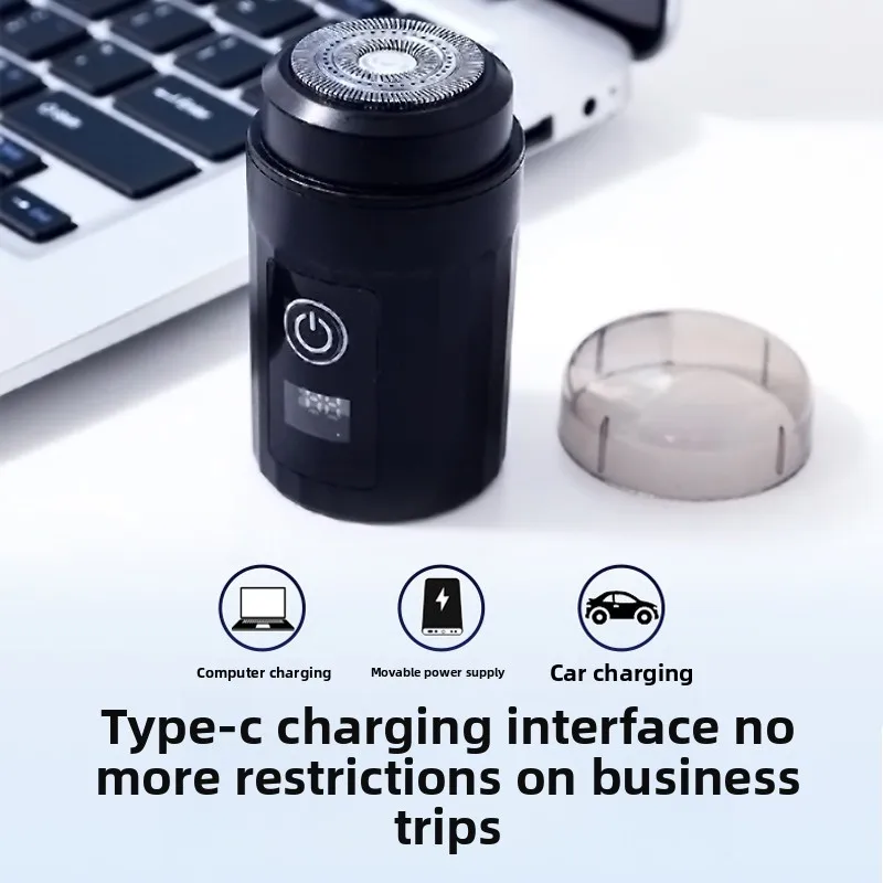 Бритва с зарядкой через USB, мини-электрическая бритва для мужчин, портативный маленький триммер для бороды с летающей тарелкой