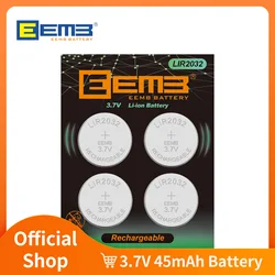 EEMB LIR2032 3.7V 45mAh bateria guzikowa akumulator litowo-jonowy wielokrotnego ładowania ogniwo pastylkowe do słuchawek bateria ithium-ion kluczyki samochodowe zegarek