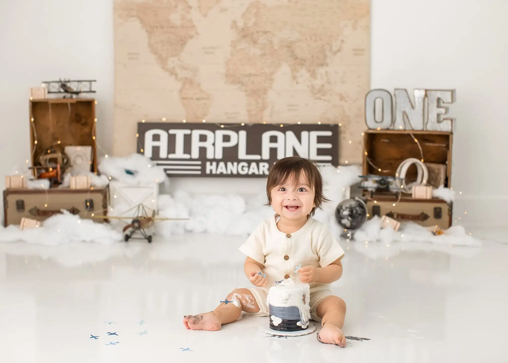 Airplane Hanger Backdrop Adventure Kids Baby 1st Birthday Photocall Decors Child Girls Adult Photo Shoot Studio Backgrounds