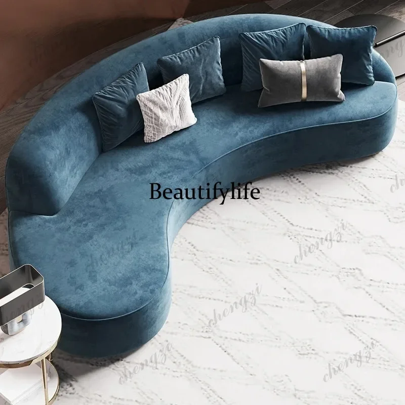 EE182 L181 Blue Fancy Couches Curved Nordic Comfortable Designer Floor Living Room Sofa Modern Lounge Wood Divano Moderno Unique