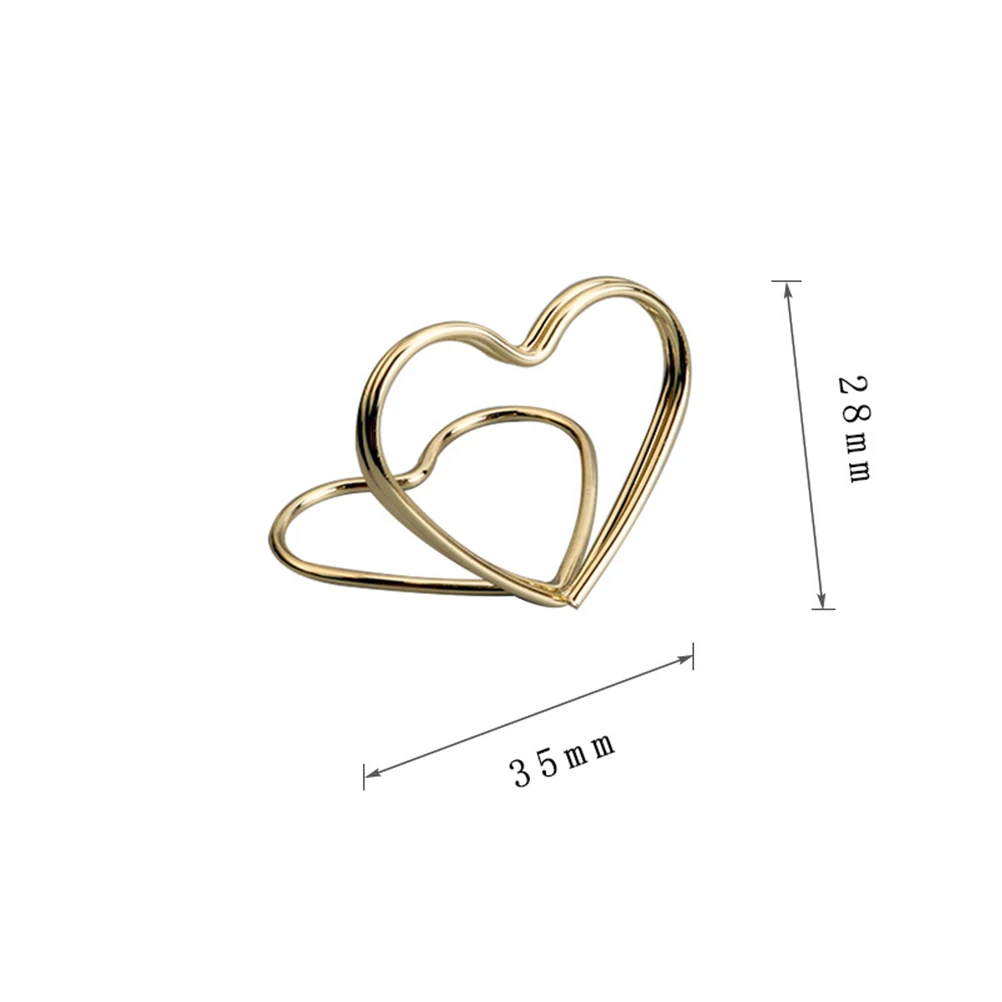 

20PCS Heart Shaped Memo Holder Simple Place Card Stand Table Number Picture Clips Wedding Supplies Desk Photo Name Clip Menu
