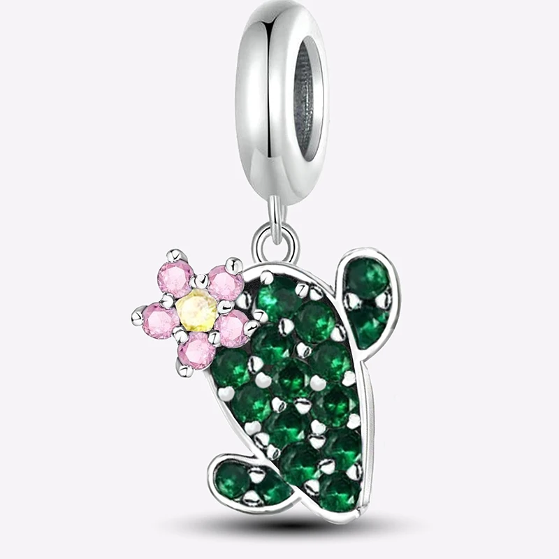 925 Sterling Silver Tulip Cherry Sunflower Cactus Pendants Bead Diy Bracelet Necklace Making Gift Of High Quality Jewelry