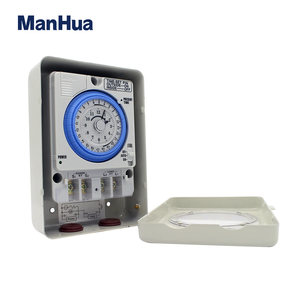 ManHua  MT388 100-240VAC 20A Work Outdoor Waterproof And Collision Proof Din Rail Mechanical Mounting Timer Switch