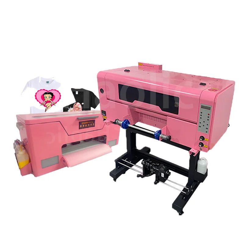 Wholesales Price Pink 13inch UX2 UV DTF Desktop 3D UV DTF Roll To Roll Printer All In One With Cutter For Cup Transfers