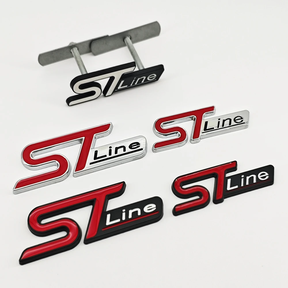 3D Metal ST Line Logo Sticker Front Grill Emblem Rear Trunk Badge Decal For Ford Puma Mondeo Focus Kuga MK3 MK4 Car Accessories
