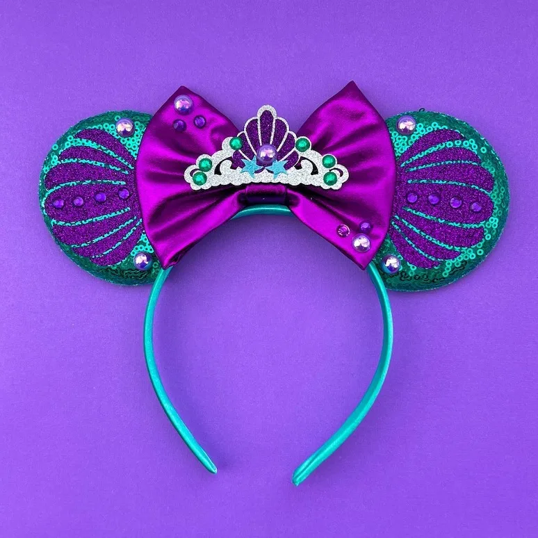 Princess series Mickey ear headband mermaid Cinderella headband flower crown headpiece sequin hair accessory