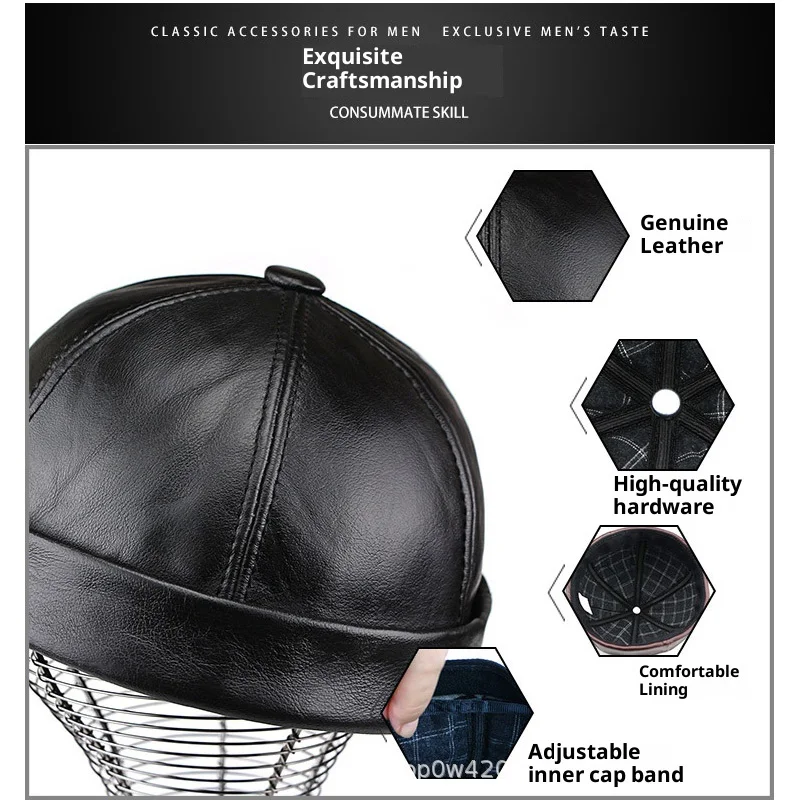قبعة شتوية بدون إطار من جلد البقر الأصلي الفاخر للجنسين |   قبعة دافئة مقاومة للرياح صديقة للكبار مع هدية دافئة قابلة للتعديل