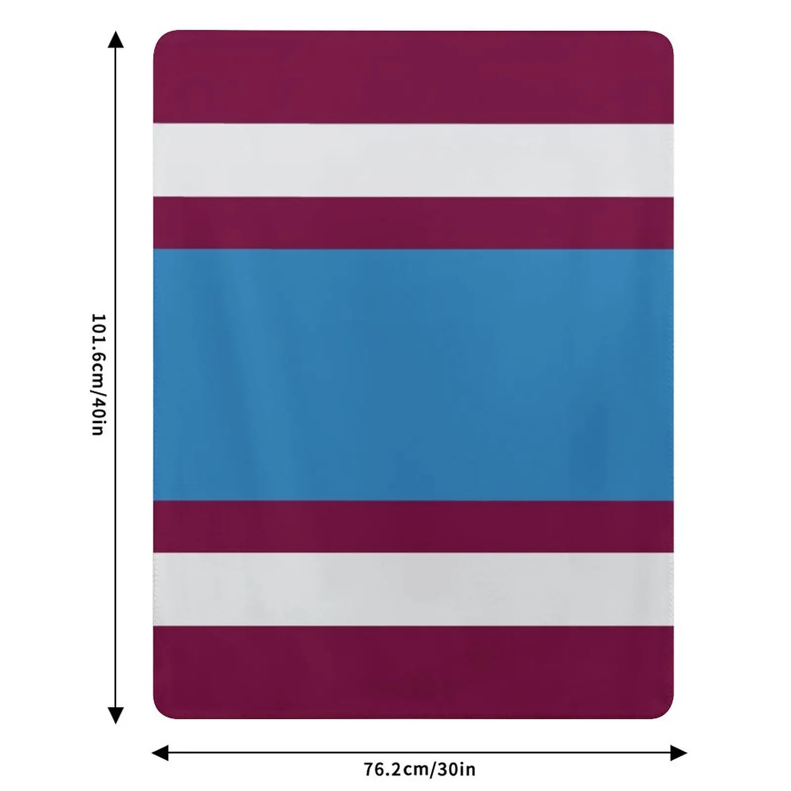 Burnley Varsity Retro Claret, Blue & White Hoops Throw Blanket Faux Fur Soft Warm Blanket for Bed - view 6
