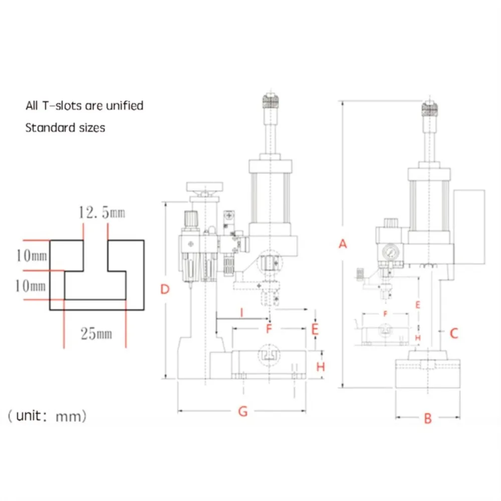 Pneumatic Punching Machine Hand Press Machine Adjustable Force 200KG Pneumatic Puncher 110V/220V Single Column