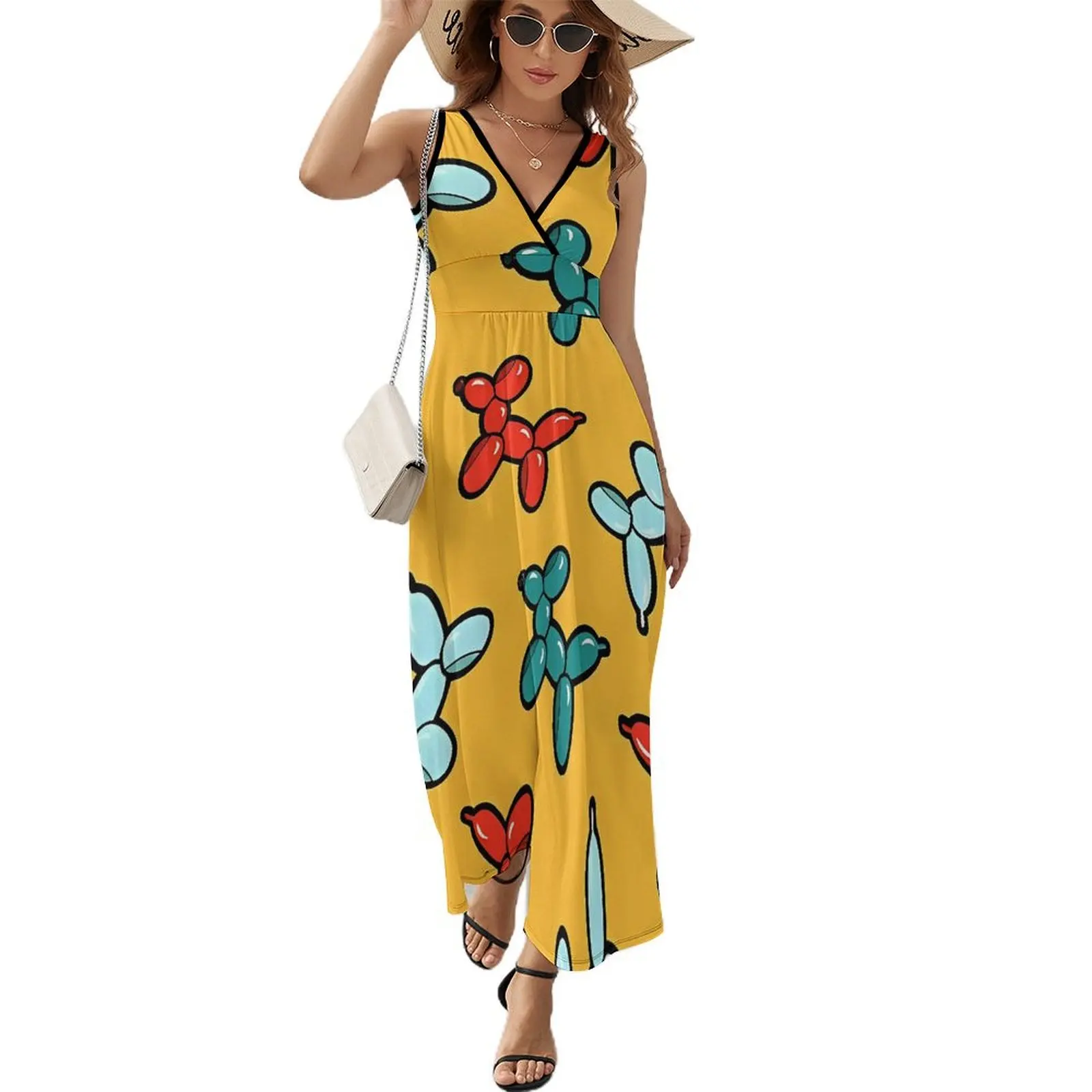 Balloon Dogs Dress Colorful Animal Night Club Maxi Dress Street Style Boho Beach Long Dresses High Waist Design Big Size Clothes