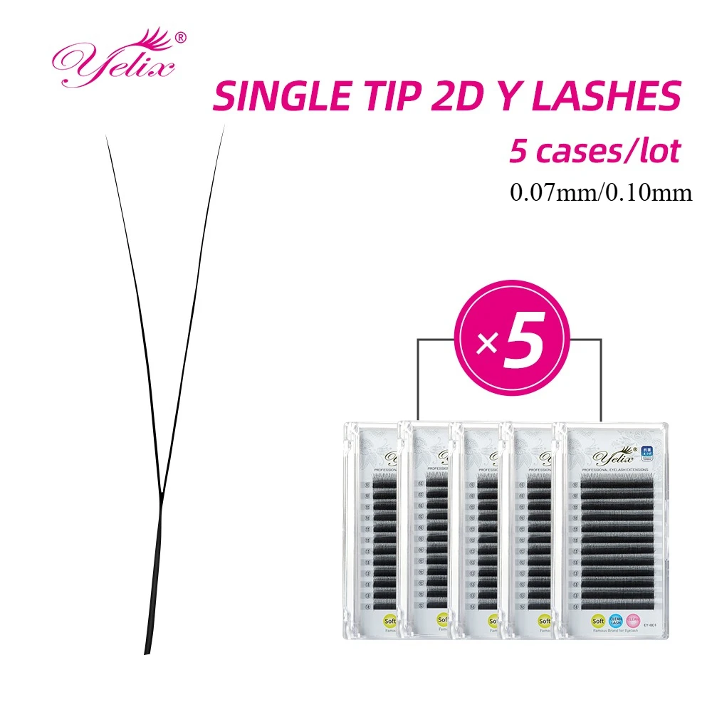 

Yelix 5 Cases 2D Y Lashes Hand Woven Premium Light Natural Eyelashes Extension Supplies Makeup Mesh Net Cross High Density
