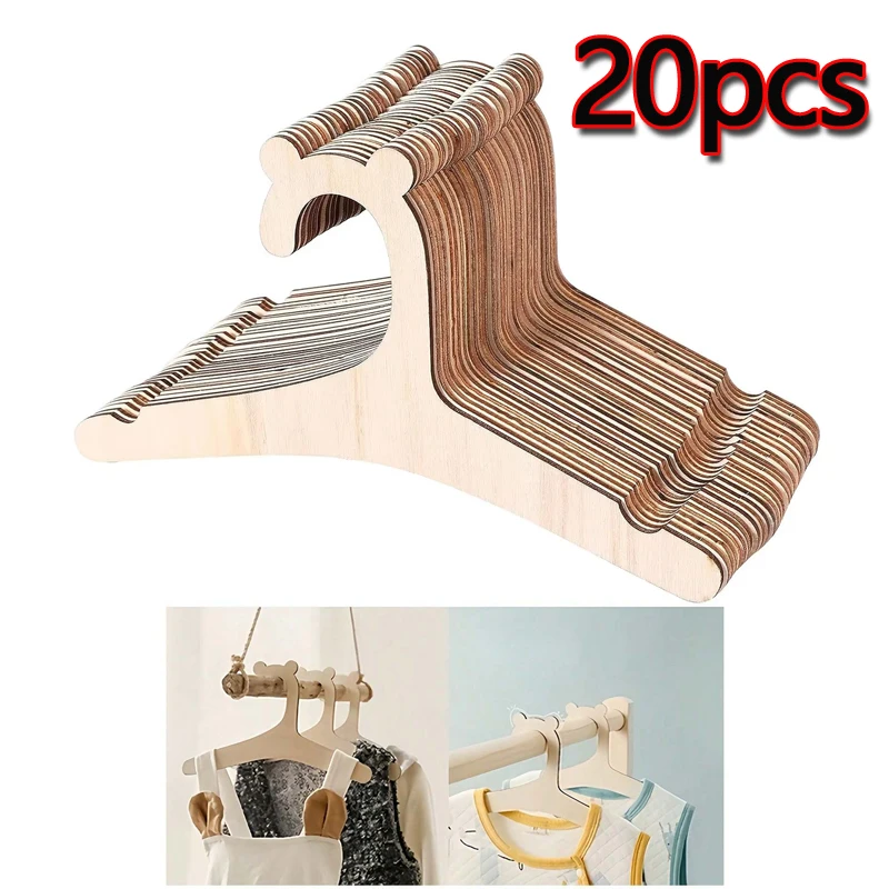 5/10/20pcs Baby Clothes Rack Cute Bear Wooden Children Clothing Hanger Home Girls Princess Room Nursery Decor for Kids Present