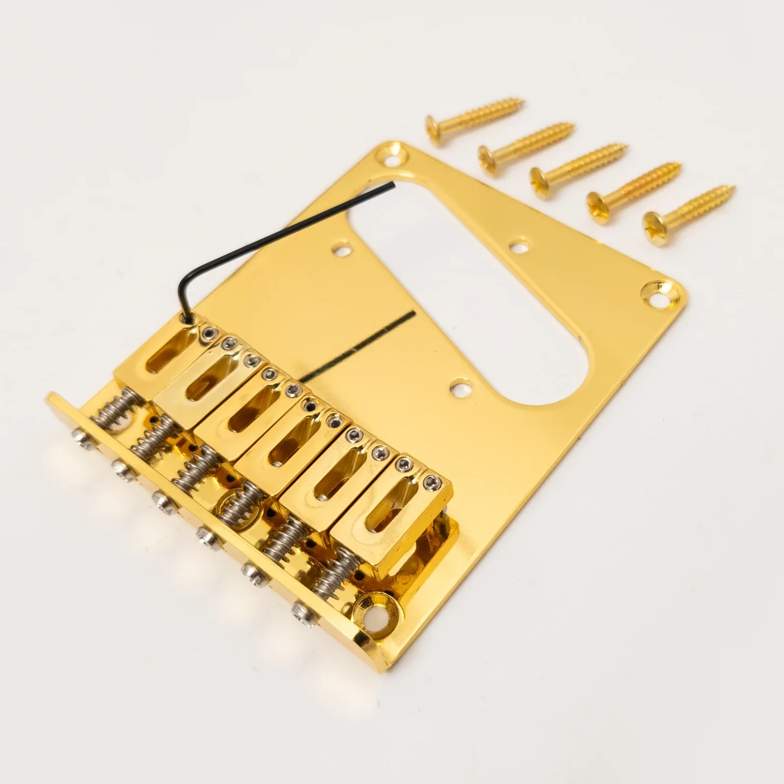 

Gold Electric Guitar Bridge Tailpiece – 6-String Replacement Part for Tele Style Guitars
