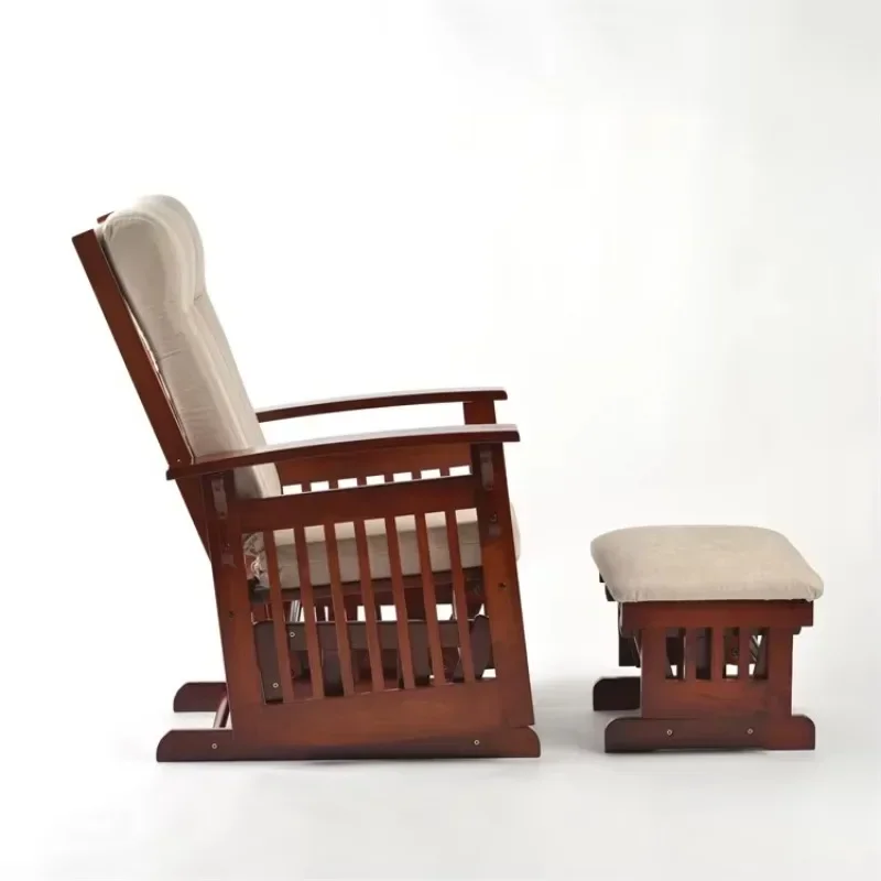 Smooth rocking motion upholstered rocking chair glider and ottoman with storage relaxation rocking single sofa