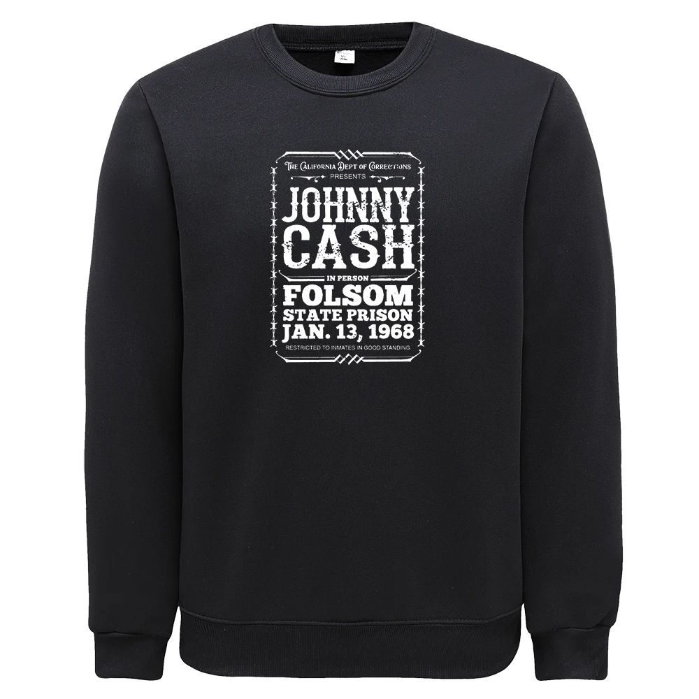 Johnny Cash Folsom State Prison Print Swearshirts Comfortable Casual Clothing Warm Brand Men'S Hoodie Oversize Soft Male Hoodies