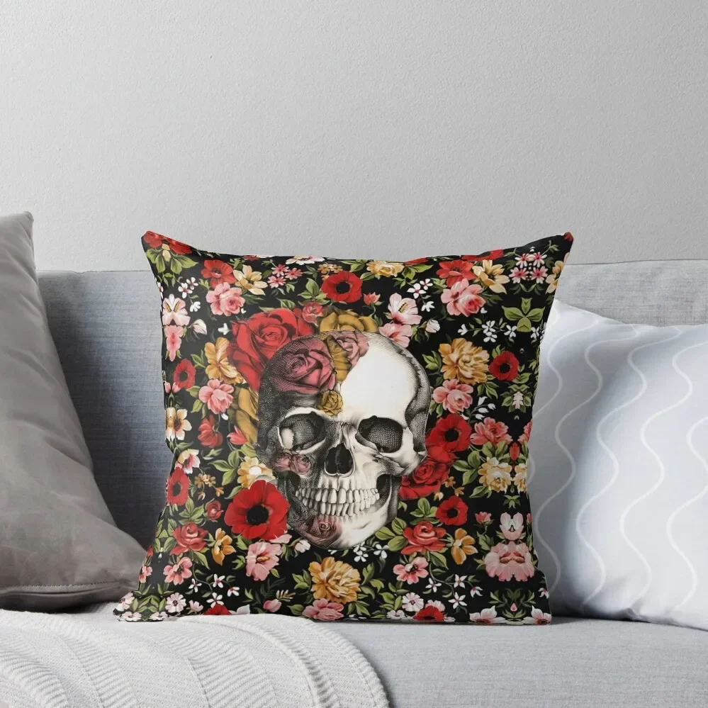 

In bloom floral skull Throw Pillow New year Pillowcases Sofa Cushion Cover Christmas Covers Pillow