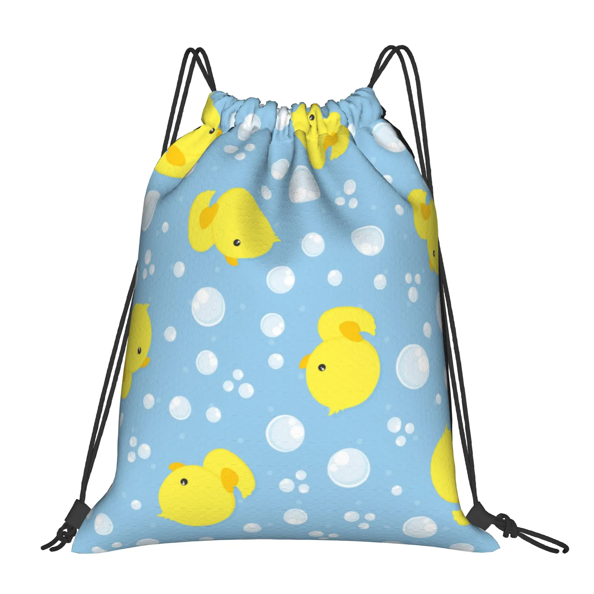 Kawaii Baby Duck Backpack Drawstring Football Bags Gym Bag Water Resistant Animal String Sackpack for Travel 36cm (W) x 43cm (H)