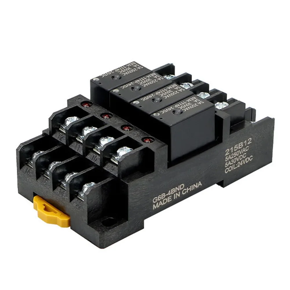 New Relay Terminal Plastic Pluggable Screw Wiring Terminal Relay With Base 4-way NO Buckle Built-in Smart Chip