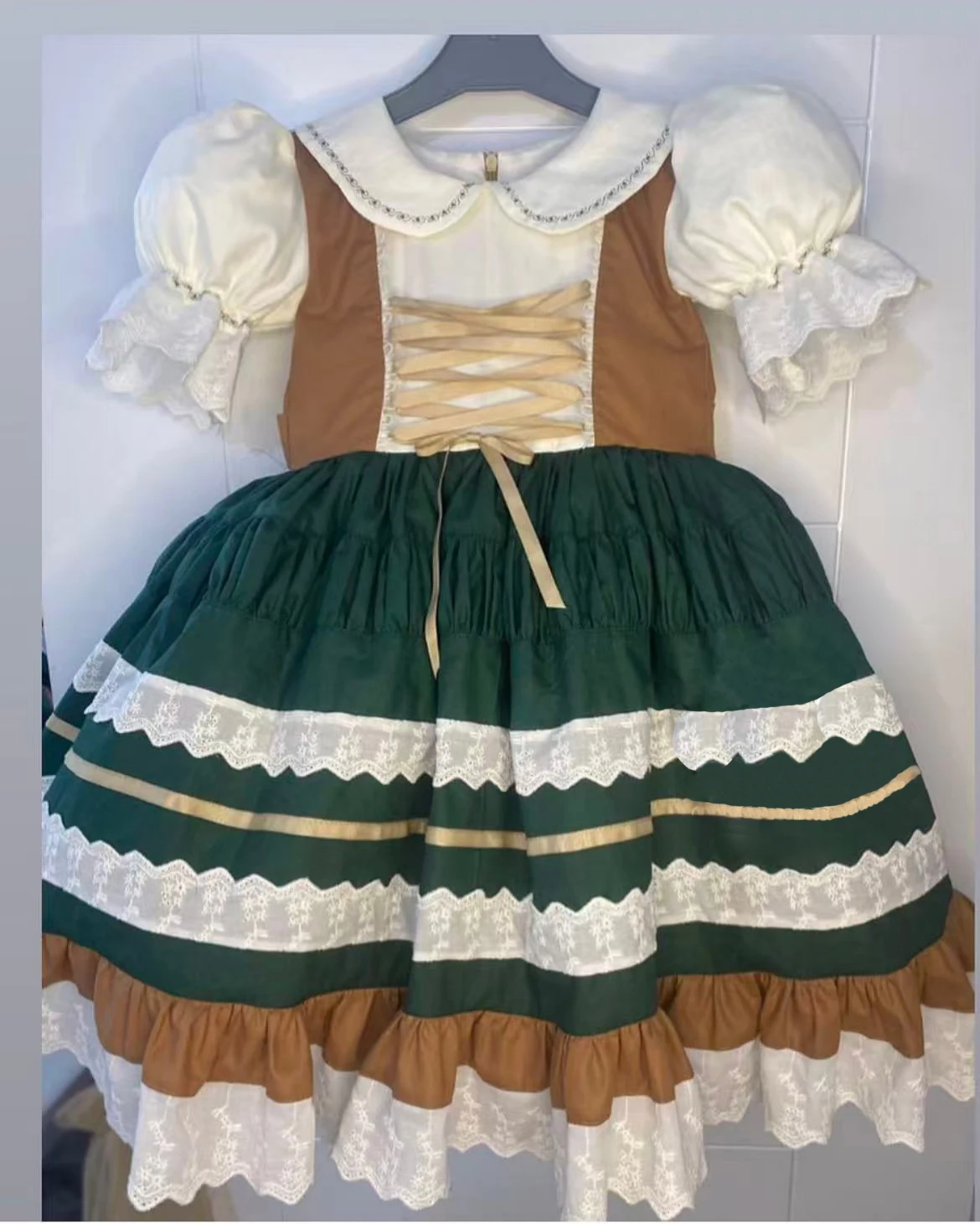 

0-12Y Baby Girl Summer Green Vintage Princess Dress for Birthday Photography Holiday Eid Christmas B474