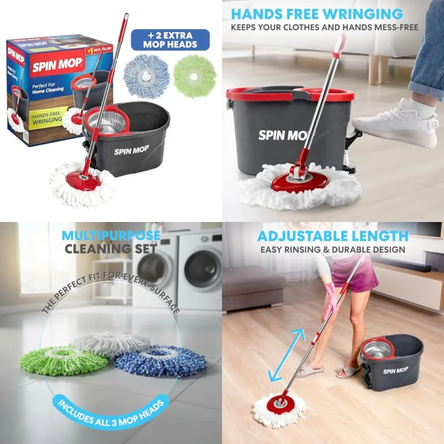 

79349 Cleaning System with 3 Microfiber Heads, Red/GRAY