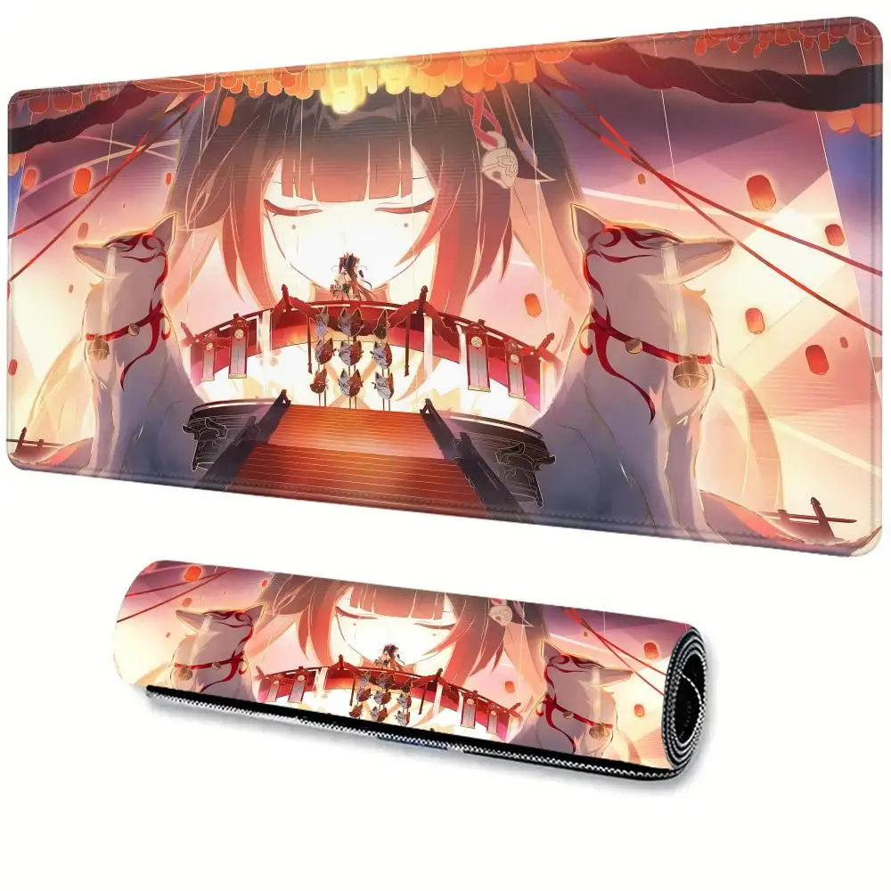 Mouse pad gamer oni diabo máscara de borracha tapete de mouse anime meninas grande gaming mousepad jogo hd impressão teclado antiderrapante tapete de mesa