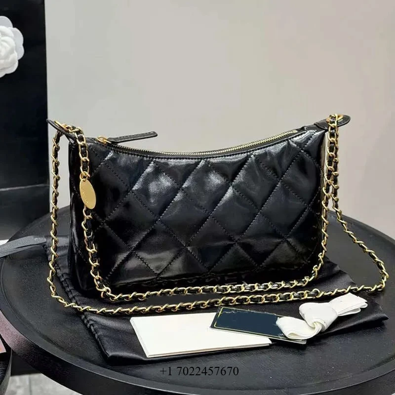 

Designer Shoulder Bags with Gold Coin Chain Hobo Bag Fashion Luxury Leather Ladies Banquet 25S Handbags Totes
