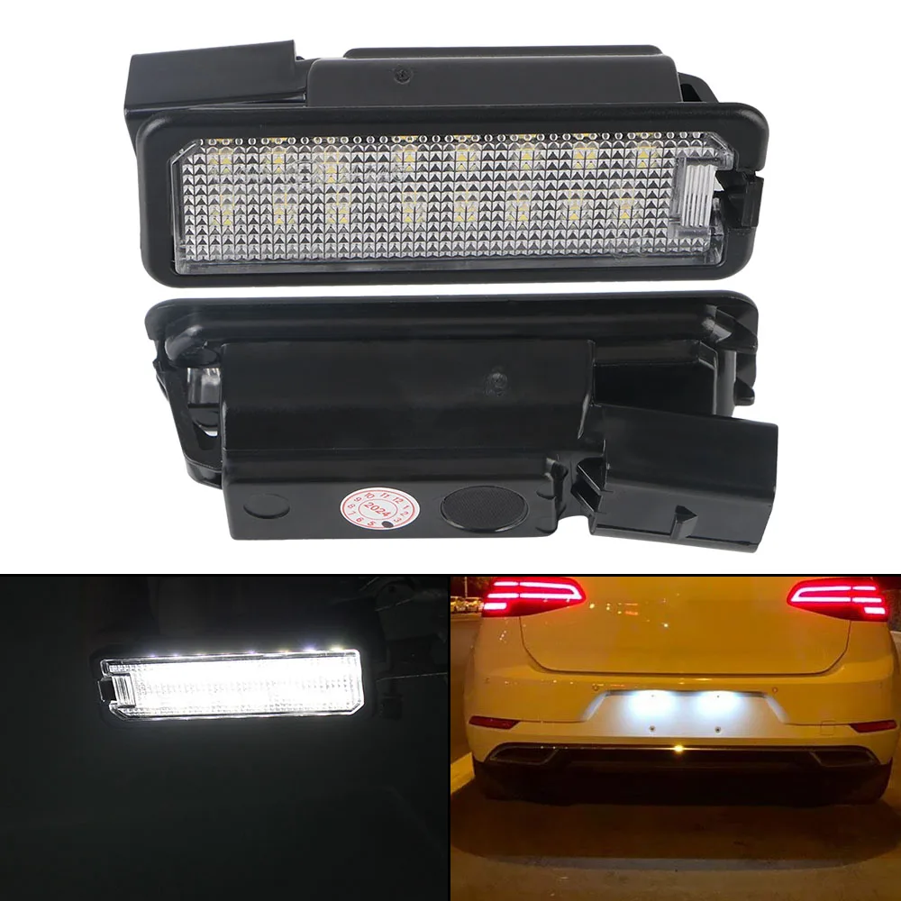 Built-in Resistance 2Pcs For VW Golf 6 7 Passat B7 B8 CC Polo Car License Number Plate Lamps LED License Plate light 12V