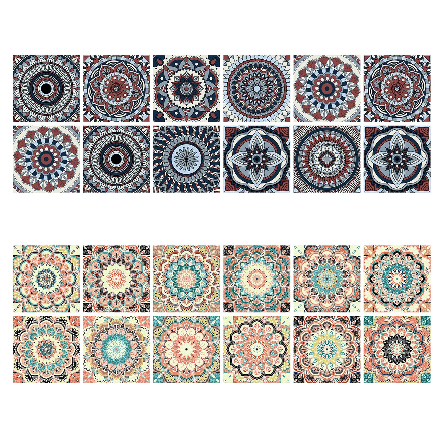 24 Stück europäische Mandala wasserdichte selbst klebende Wanda uf kleber Fliesen aufkleber PVC Küche Schlafzimmer Wohnkultur Tapete – Detail 7