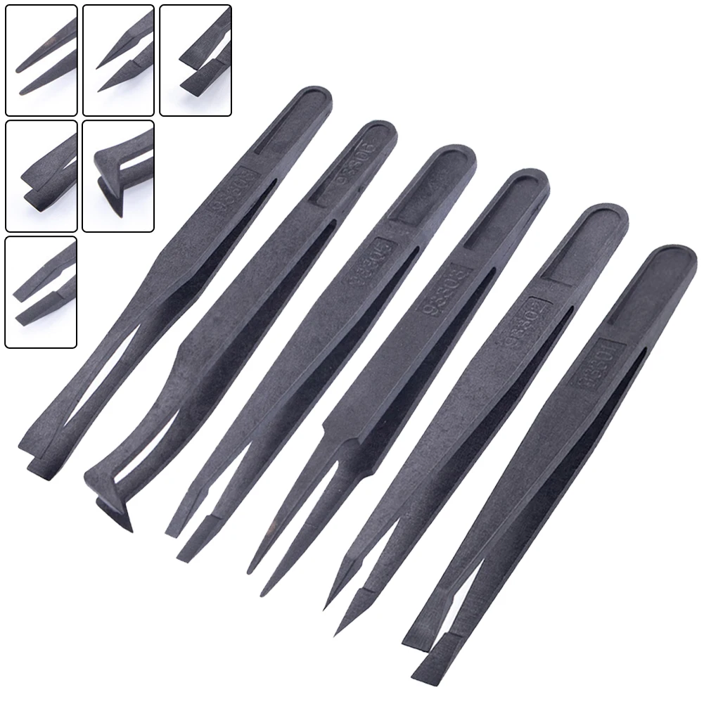 High Quality Tweezers Repair Tool Anti-Static Black Carbon Fiber Convenient High Grade Maintenance Precision Safe