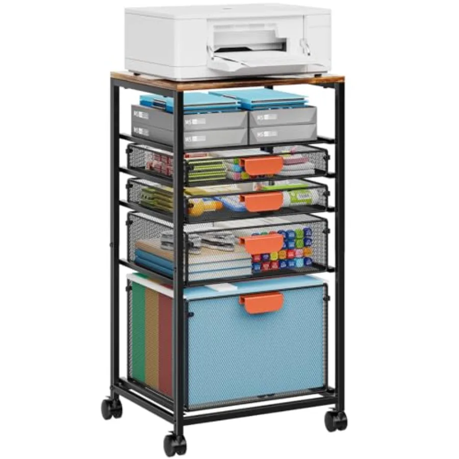 

with 4 Storage Drawers, Mobile File Cabinet on Lockable Wheels, Hanging Filing Cabinet Organize, Under Desk Utility Cart for Ho
