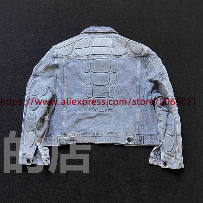 YZY Kanye Denim Jeans Jacket Men Women Best Quality Heavy Fabric Denim Vintage Clothing Tops Coat