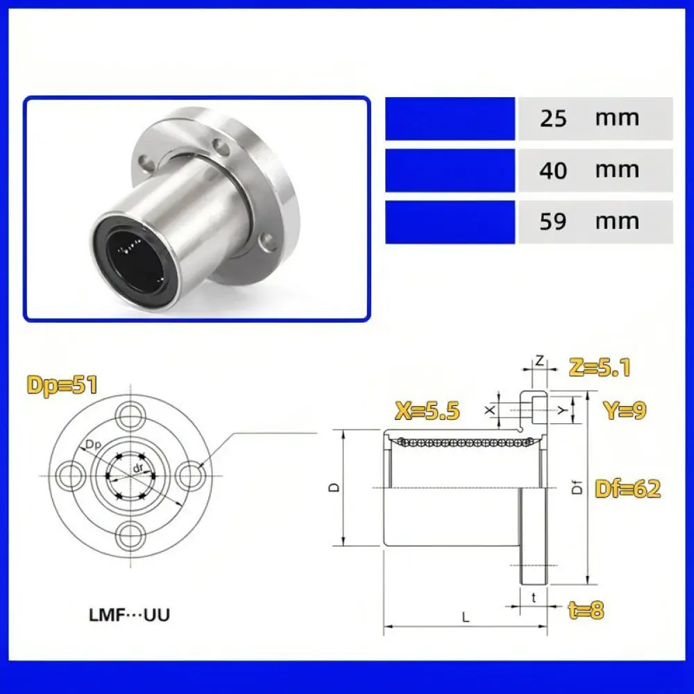 Motion Sliding Bearing LMF LMK LMH Series Flange Bushing Precision Linear Guide For CNC Router Automation Industry Part