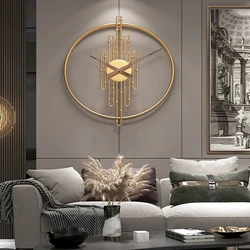 Luxury Retro Iron Large Wall Clock Nordic Living Dining Room Bedroom Home Wall Decor Clock Modern Office Gold Silent Watch D70cm