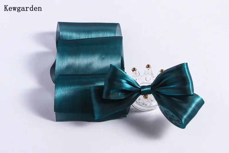 Kewgarden Wholesale Shiny Voile Ribbon 8cm 12cm width Handmade Tape DIY Bowknot Hair Accessories Gift Packing Riband 22 Yards