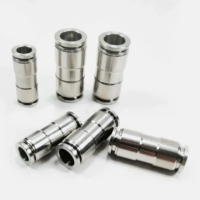 Acessórios de ar conectores de liberação rápida 304 aço inoxidável pu push in conector de mangueira 8mm 10mm 12mm para peças pneumáticas de cilindro