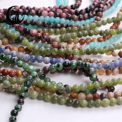 New 4mm Natural Stone Transparent Fluorite Beads South Jade Landscape Jasper Round Loose Beads For Jewelry Making DIY Bracelets