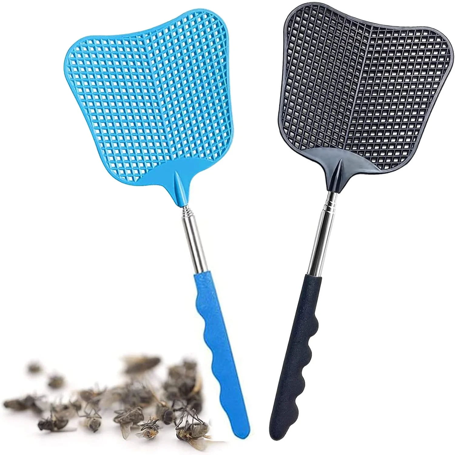 

2 Pieces Fly Swatter, Extendable Fly Swatter Lightweight Manual Swat Pest Control, Adjustable Length 26 to 75 , Adjustable Stain